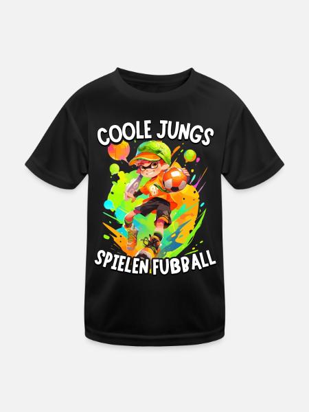 Coole Jungs spielen Fußball für Jungen Fußballer - Kinder Funktions-T-Shirt - Schwarz - Vorne