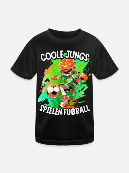 Coole Jungs spielen Fußball für Jungen Fußballer - Kinder Funktions-T-Shirt - Schwarz - Vorne