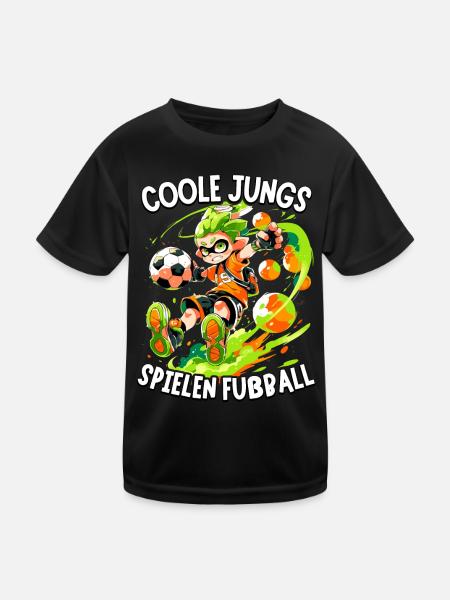 Coole Jungs spielen Fußball für Jungen Fußballer - Kinder Funktions-T-Shirt - Schwarz - Vorne