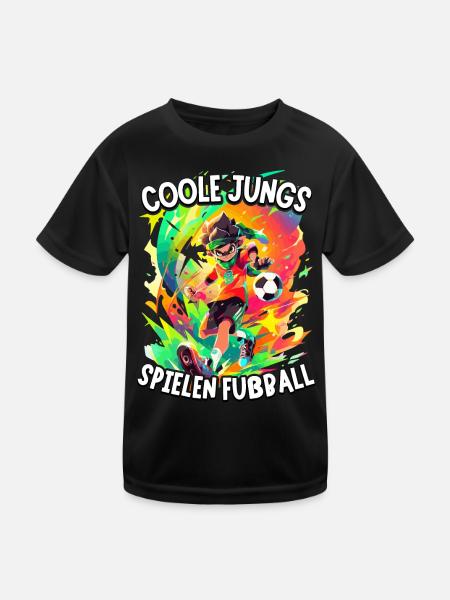 Coole Jungs spielen Fußball für Jungen Fußballer - Kinder Funktions-T-Shirt - Schwarz - Vorne