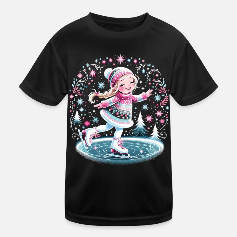 Geschenk für Eiskunstläufer Schlittschuhfahrer Kinder Funktions-T-Shirt