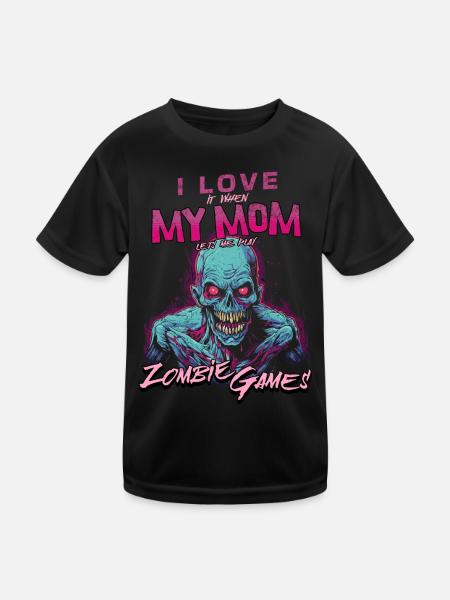I love my Mom Zombie Video Games for Gamers Gamers - Kids Functional T-Shirt - black - Front