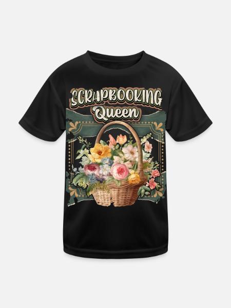 Vintage Scrapbooking, Scrapbook, Poetry Album - Kids Functional T-Shirt - black - Front