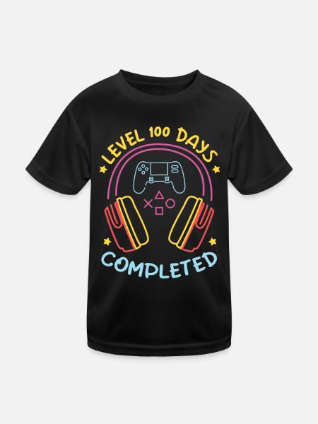 Level 100 Days Completed - 100 Days of School - Kids Functional T-Shirt - black - Front
