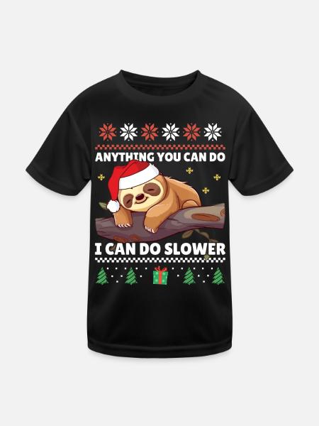 I can do it slower - Sloth Xmas Ugly Christmas - Kids Functional T-Shirt - black - Front