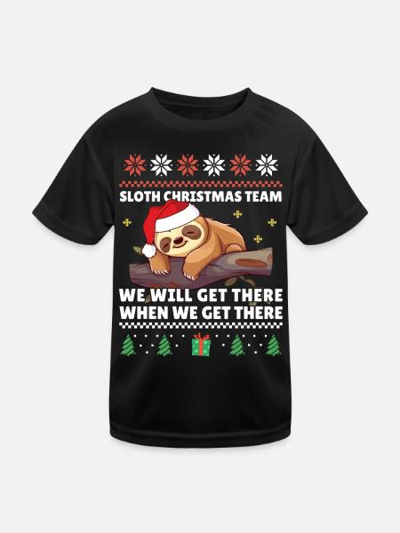 Sloth Christmas Team: Faultier Xmas Ugly Christmas - Kids Functional T-Shirt - black - Front