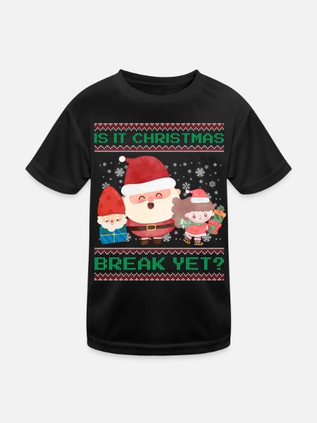 Is It Christmas Break Yet? Weihnachtsmann Lehrer - Kinder Funktions-T-Shirt - Schwarz - Vorne