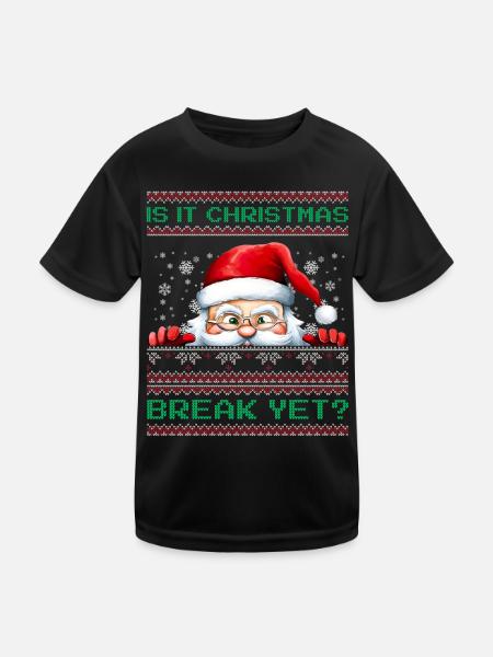 Is It Christmas Break Yet? Weihnachtsmann Lehrer - Kinder Funktions-T-Shirt - Schwarz - Vorne