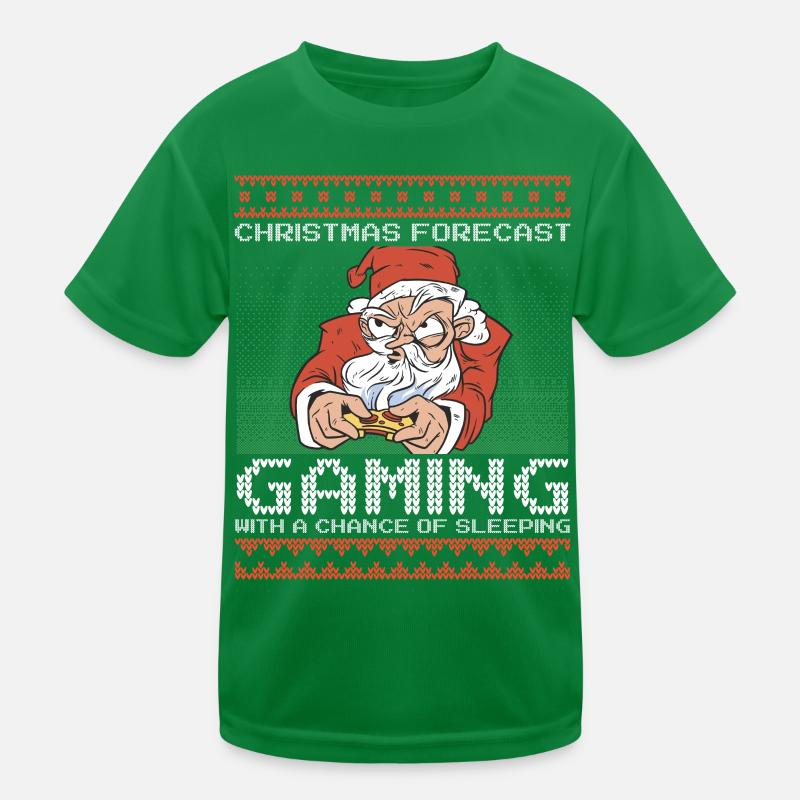 Funny Christmas Forecast Gaming Santa Ugly Xmas Kinder Funktions-T-Shirt