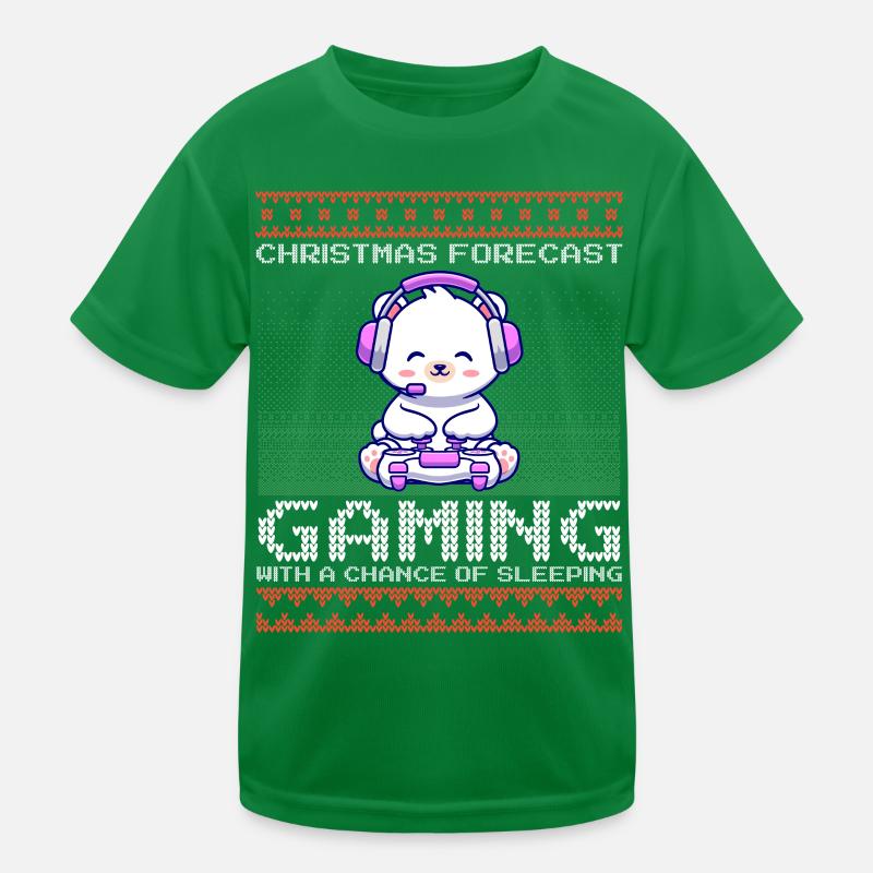 Funny Christmas Forecast Gaming Eisbär Ugly Xmas Kinder Funktions-T-Shirt