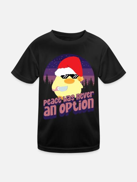 Peace Was Never An Option - Duck With Knife Meme - Kids Functional T-Shirt - black - Front