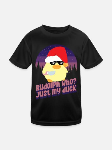 Rudolph who? - Duck with Knife - Kids Functional T-Shirt - black - Front