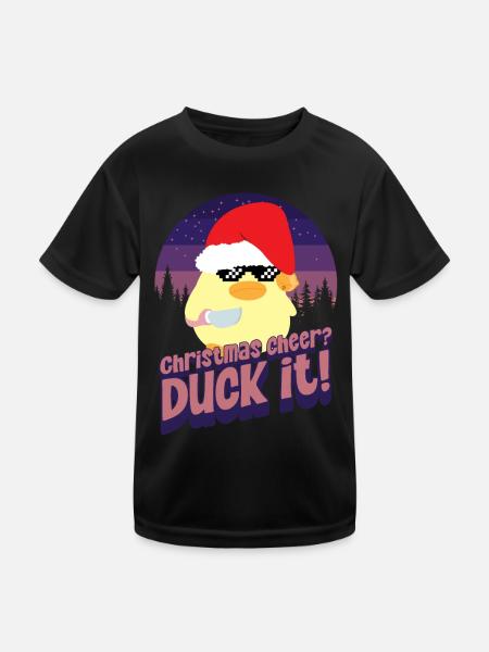 Xmas Duck it - Ente mit Messer Duck with Knife - Kids Functional T-Shirt - black - Front
