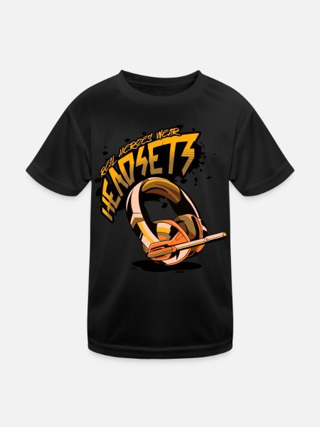 Les vrais héros portent des casques Funny Gamer Boys & Kids - T-shirt sport Enfant - noir - Devant