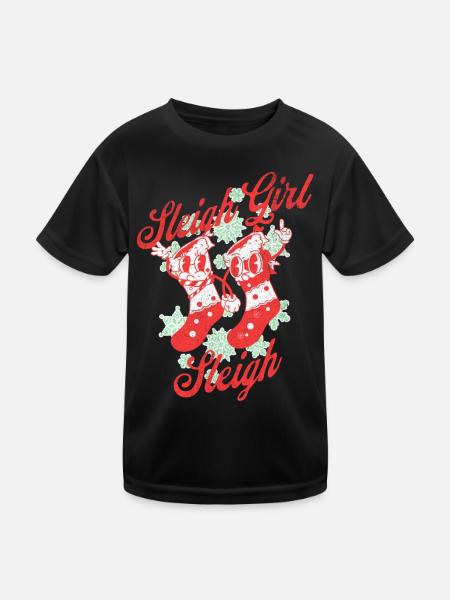Sleigh Girl Sleigh Funny Ugly Christmas für Frauen - Kinder Funktions-T-Shirt - Schwarz - Vorne