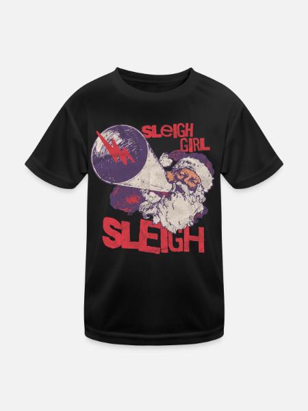 Sleigh Girl Sleigh Funny Ugly Christmas für Frauen - Kinder Funktions-T-Shirt - Schwarz - Vorne
