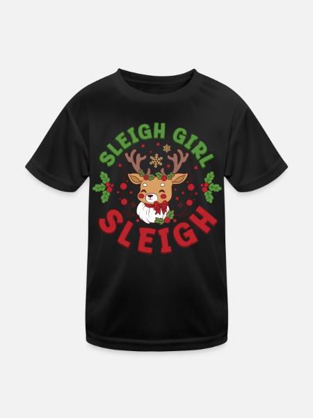 Sleigh Girl Sleigh Funny Ugly Christmas für Frauen - Kinder Funktions-T-Shirt - Schwarz - Vorne