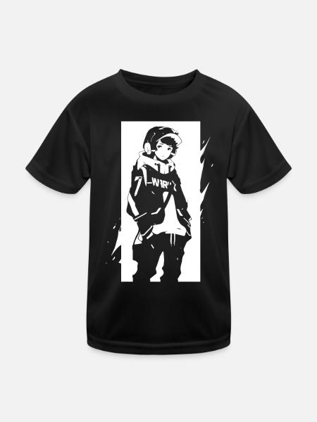 Shibuya's cool Cyberpunk Style Anime Boy Otaku - Kinder Funktions-T-Shirt - Schwarz - Vorne