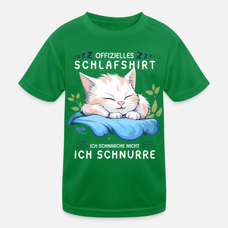 Offizielles Schlafshirt personalisiert mit Katze Kinder Funktions-T-Shirt