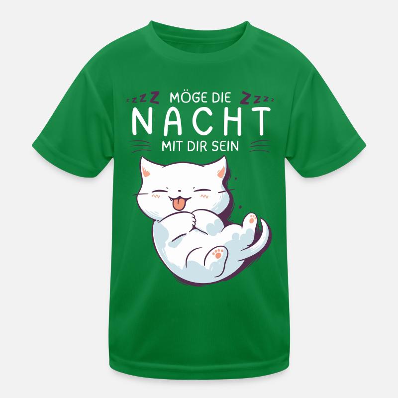 Möge die Nacht mit dir sein - Schlafshirt Katze Kinder Funktions-T-Shirt