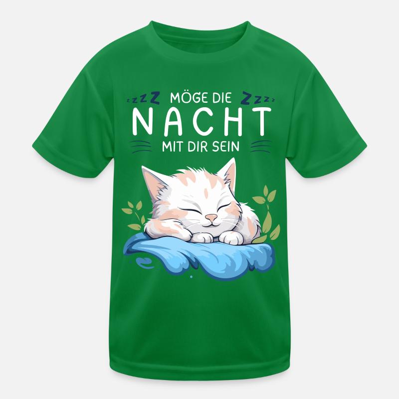 Möge die Nacht mit dir sein - Schlafshirt Katze Kinder Funktions-T-Shirt
