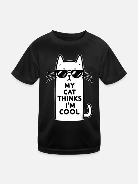 Chat Chat Maman Chat Papa Chat Propriétaire Cool - T-shirt sport Enfant - noir - Devant