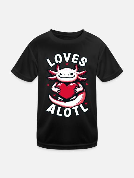Saint Valentin coeur amour axolotl LOVESALOTL - T-shirt sport Enfant - noir - Devant