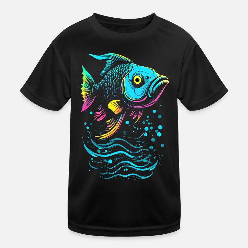 Fisch Vector Art Neon Glow Kinder Funktions-T-Shirt