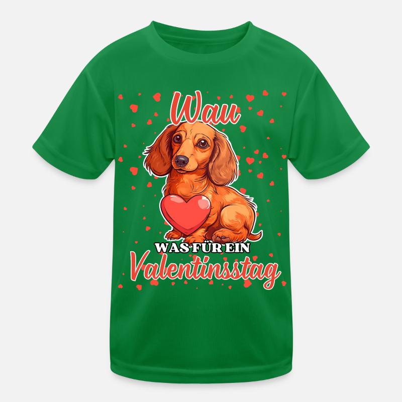 Wau Was für ein Valentinstag Lustiger Dackel Liebe Kinder Funktions-T-Shirt