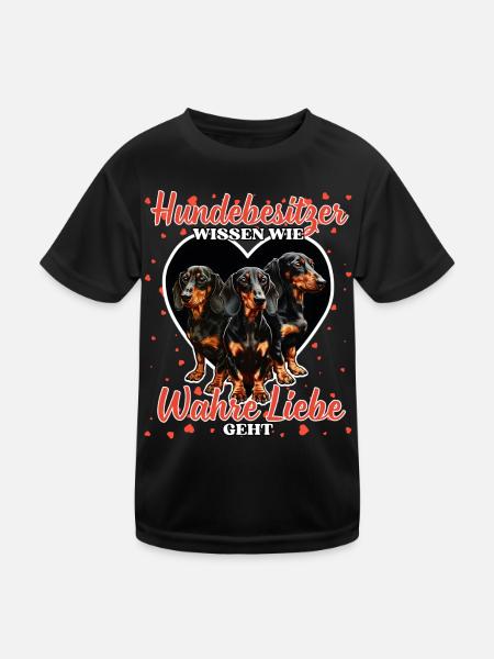 Hundebesitzer Wahre Liebe - Lustige Dackel Liebe - Kinder Funktions-T-Shirt - Schwarz - Vorne