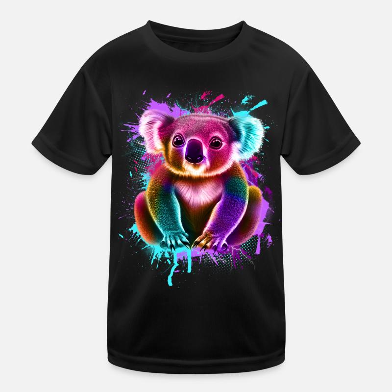 Koala Graffiti Bunt - Kinder Funktions-T-Shirt - Schwarz