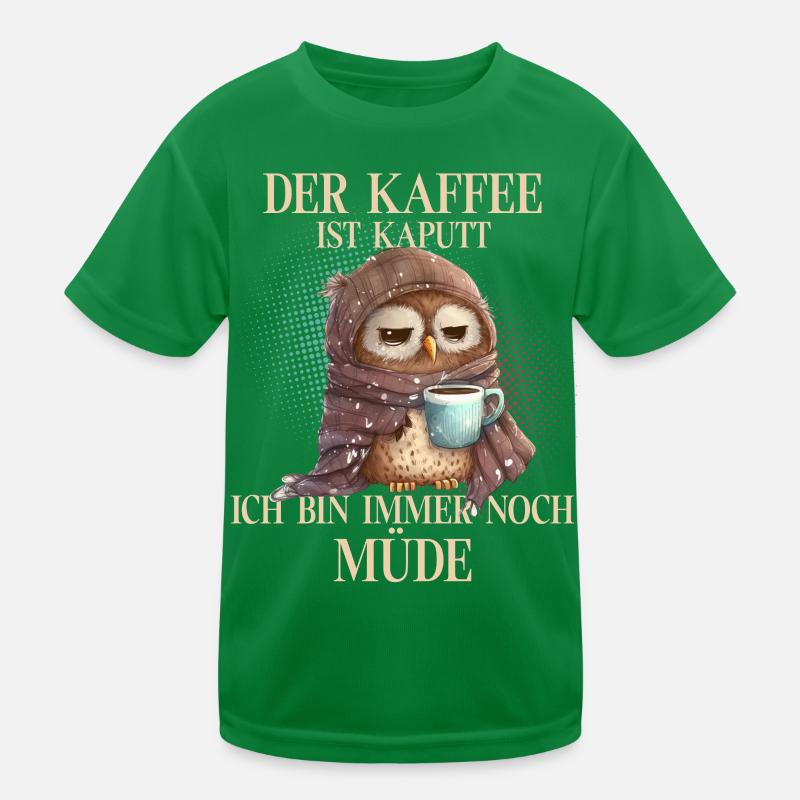Eule Kaffee Kinder Funktions-T-Shirt