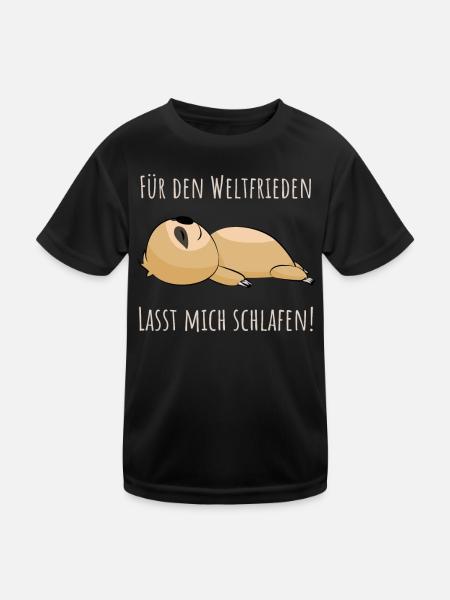 Lasst mich schlafen - Faultier Schlafshirt Damen - Kinder Funktions-T-Shirt - Schwarz