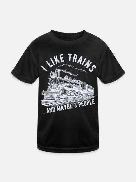 Zug Lokomotive Eisenbahn Zugführer Lokführer - Kinder Funktions-T-Shirt - Schwarz - Vorne