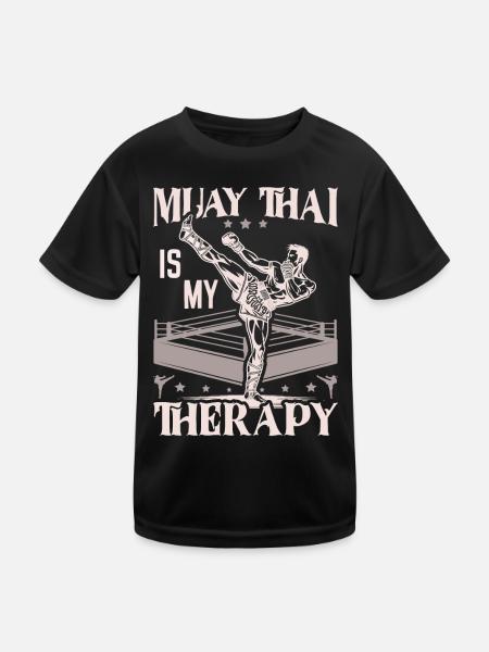 Muay Thai Boxing, Thai Boxer, Thai Boxing - Kinder Funktions-T-Shirt - Schwarz - Vorne