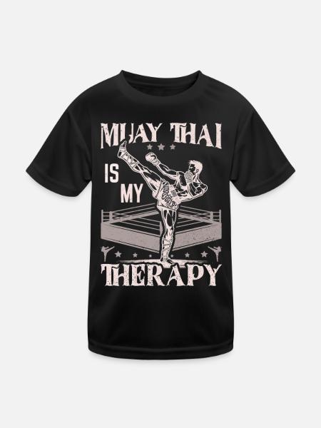 Muay Thai Boxing, Thai Boxer, Thai Boxing - Kinder Funktions-T-Shirt - Schwarz - Vorne