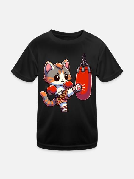 Muay Thai Boxing, Thai Boxing Kickboxen Kickboxer - Kinder Funktions-T-Shirt - Schwarz - Vorne