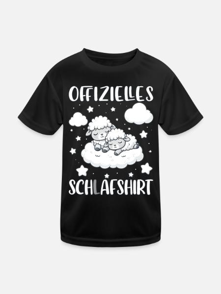 Offizielles Schlafshirt Schlafanzug Pyjama Schafe - Kinder Funktions-T-Shirt - Schwarz - Vorne