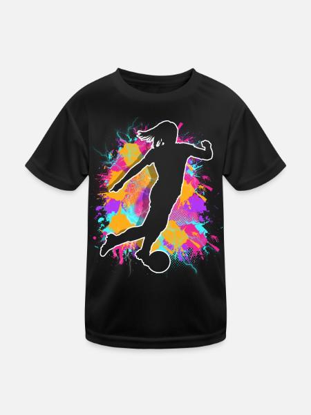 Women's Soccer Women's Soccer Women's Girls Soccer - Kids Functional T-Shirt - black - Front