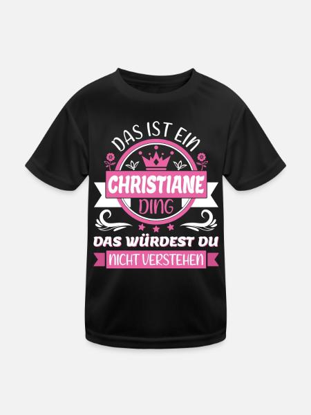 Christiane Name Vorname Namenstag Namensgeschenk - Kinder Funktions-T-Shirt - Schwarz - Vorne