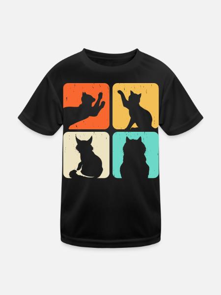 Motif de chat - T-shirt sport Enfant - noir - Devant