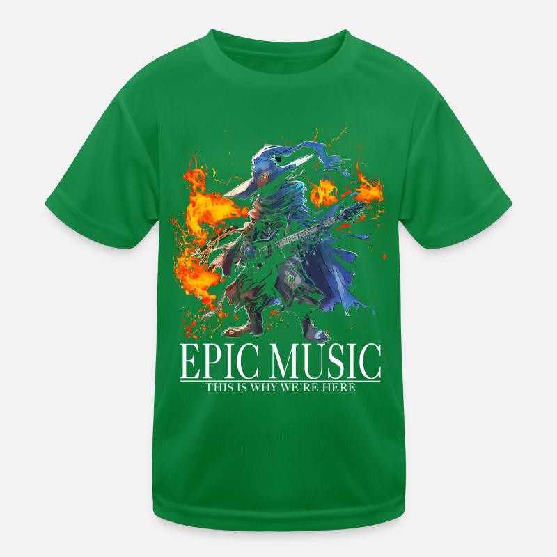 Epic Music Black Mage with E-Guitar and Fire Kinder Funktions-T-Shirt