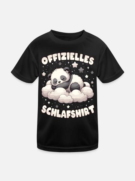 Offizielles Schlafshirt Schlafanzug Panda Tier - Kinder Funktions-T-Shirt - Schwarz - Vorne