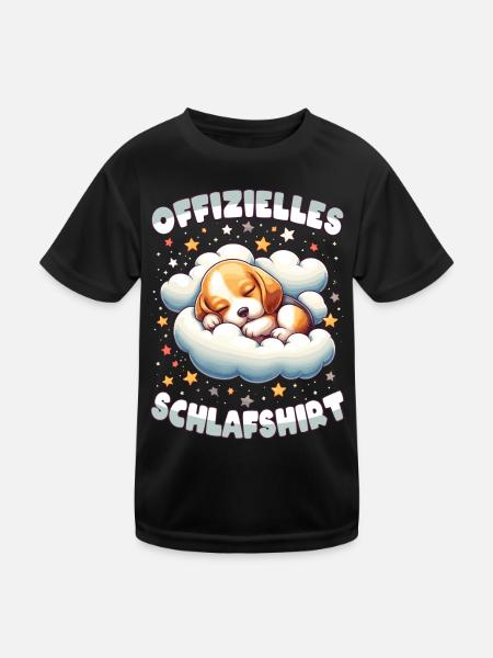 Offizielles Schlafshirt Schlafanzug Beagle - Kinder Funktions-T-Shirt - Schwarz - Vorne