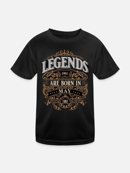 1991 May Born Birthday Year of Birth - Kids Functional T-Shirt - black - Front