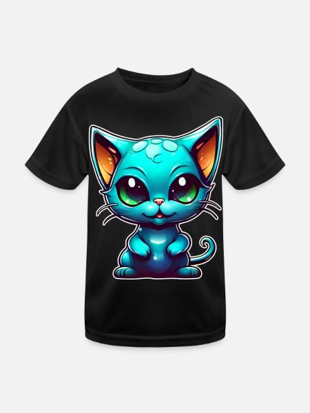 Chat extraterrestre mignon - T-shirt sport Enfant - noir - Devant