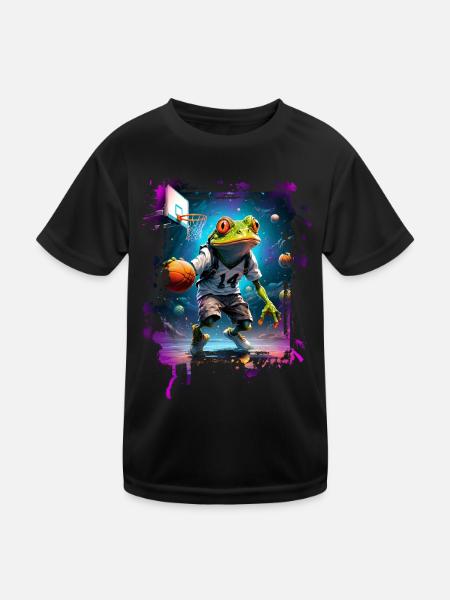 Basketball Frog - Kids Functional T-Shirt - black - Front