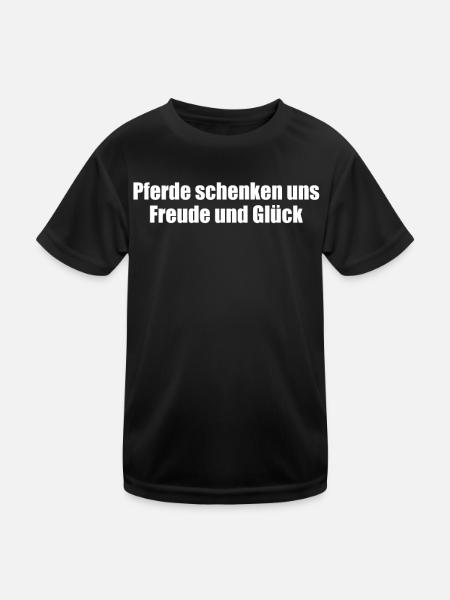 Reiten - Pferde schenken uns Freude und Glück - Kinder Funktions-T-Shirt - Schwarz - Vorne