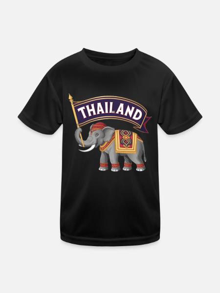 Stolzer Elefant aus Thailand - Kinder Funktions-T-Shirt - Schwarz - Vorne