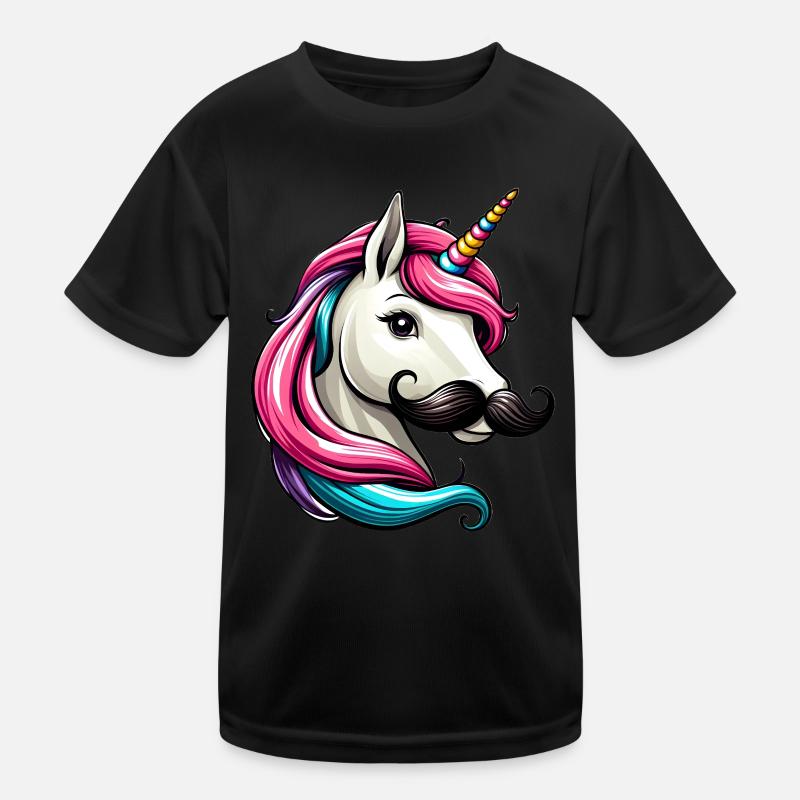 Einhorn mit Schnurrbart Kinder Funktions-T-Shirt
